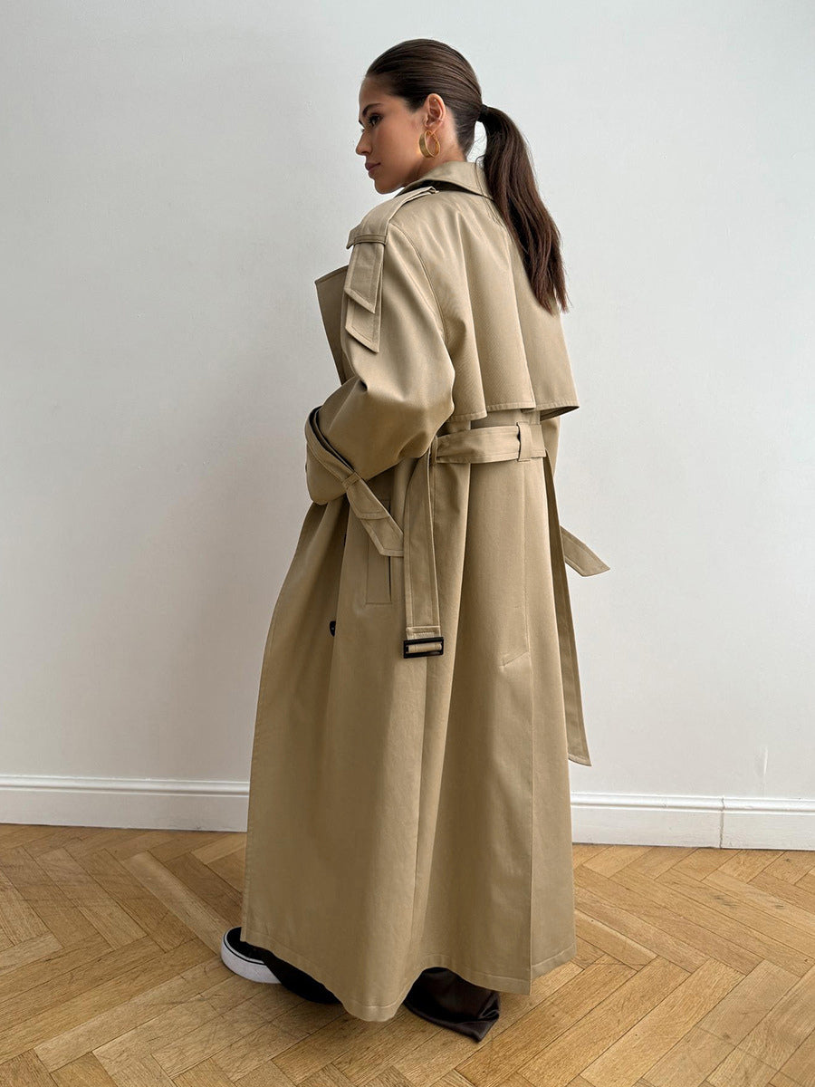 Double Breasted Trench Coat For Women - Belted Classic Longline Overcoat - Spring Chic Office-to-dinner Outerwear 2026