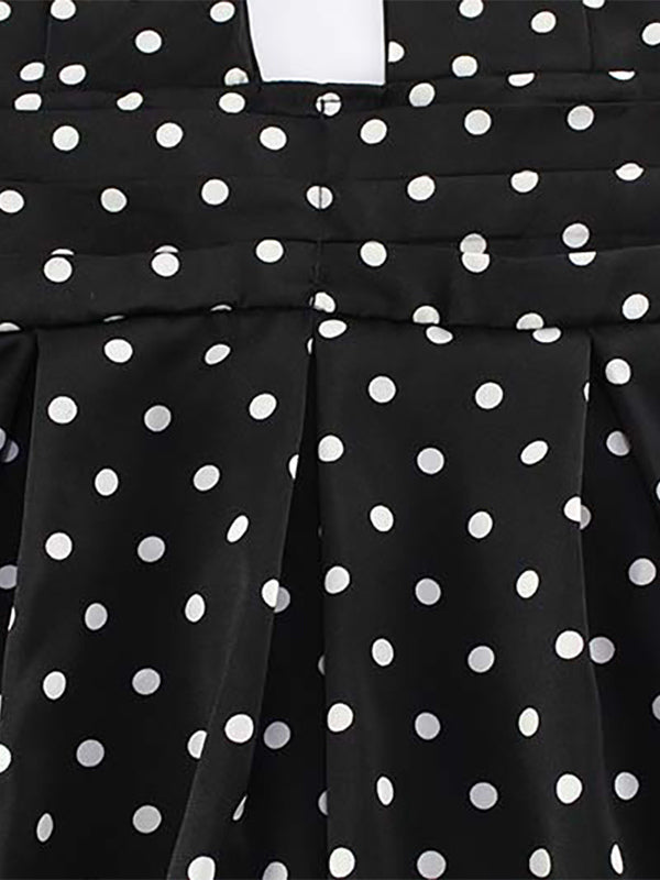 Vintage Polka Dot Halter Mini Dress For Women - Black Retro Criss Cross Keyhole Fit And Flare Sundress - Summer Girls Night Out 2026