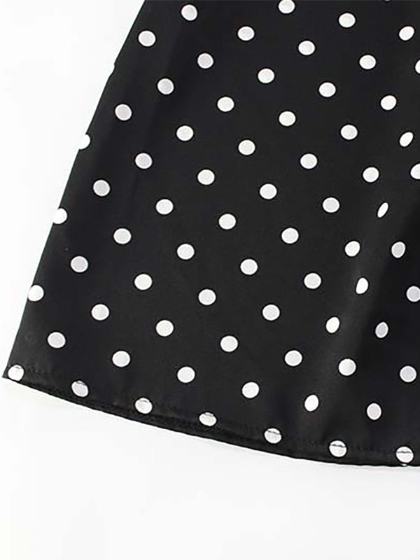 Vintage Polka Dot Halter Mini Dress For Women - Black Retro Criss Cross Keyhole Fit And Flare Sundress - Summer Girls Night Out 2026