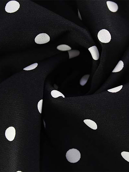 Vintage Polka Dot Halter Mini Dress For Women - Black Retro Criss Cross Keyhole Fit And Flare Sundress - Summer Girls Night Out 2026