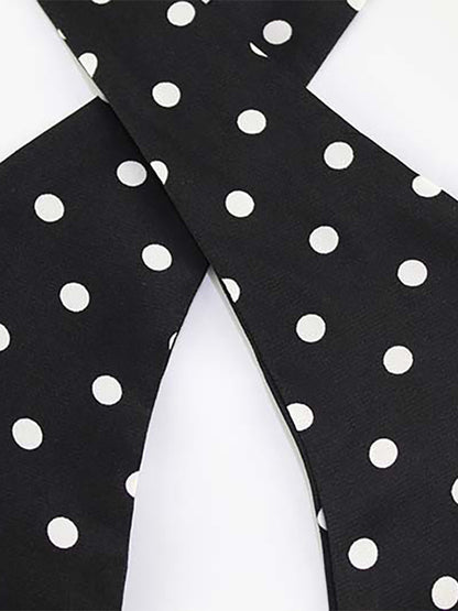 Vintage Polka Dot Halter Mini Dress For Women - Black Retro Criss Cross Keyhole Fit And Flare Sundress - Summer Girls Night Out 2026
