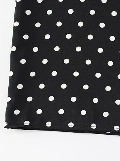 Polka Dot Maxi Dress For Women - Black Vintage Peter Pan Collar Bodycon Pencil Dress - Summer Date Night 2026