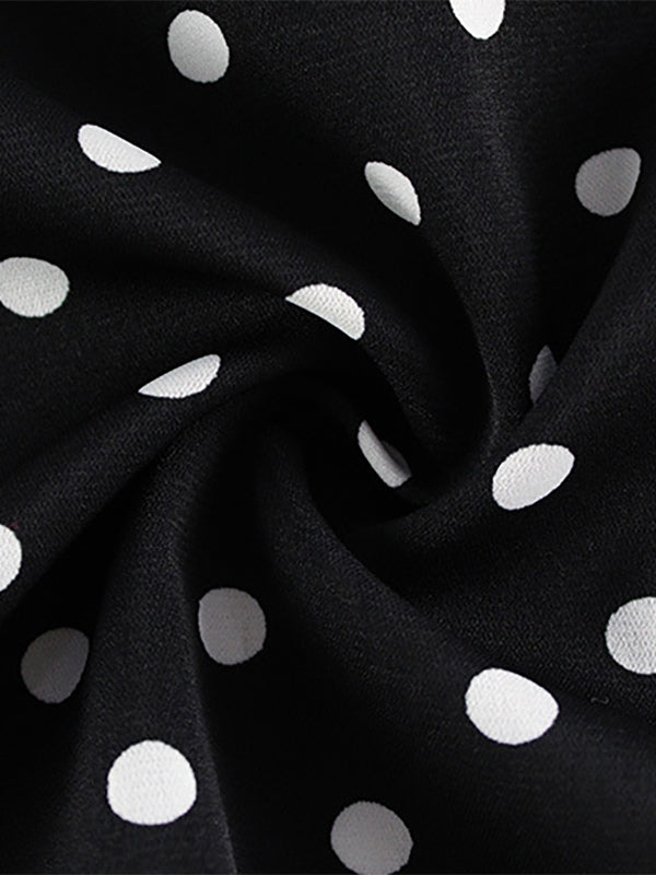 Polka Dot Maxi Dress For Women - Black Vintage Peter Pan Collar Bodycon Pencil Dress - Summer Date Night 2026