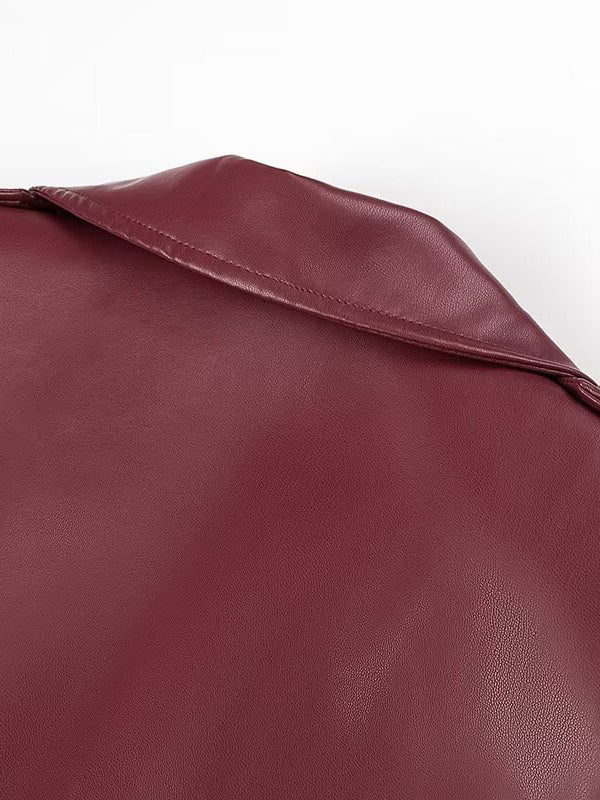 Faux Leather Trench Coat Women - Single Breasted Belted Maxi Jacke - Spring Chic Street Outerwear 2026