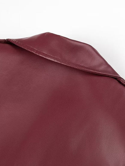 Faux Leather Trench Coat Women - Single Breasted Belted Maxi Jacke - Spring Chic Street Outerwear 2026