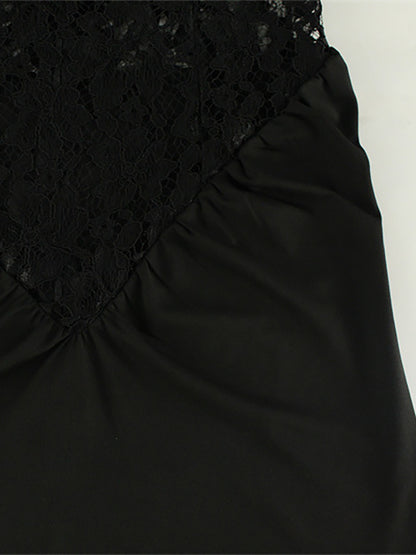 Sheer Lace Patchwork Halter Maxi Dress For Women - Black Sexy Backless Mermaid Bodycon - Summer Formal Evening Gown 2026