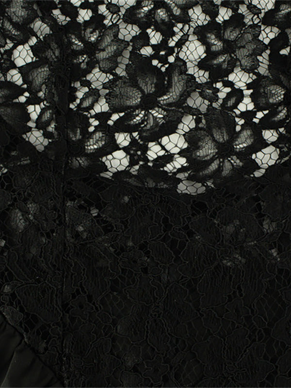 Sheer Lace Patchwork Halter Maxi Dress For Women - Black Sexy Backless Mermaid Bodycon - Summer Formal Evening Gown 2026