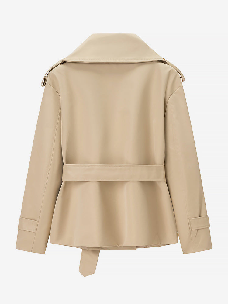 Cropped Trench Coat Women's Short Jacket - Chic Belted Slim Fit Windbreaker - Spring Office-to-dinner Daily Outerwear 2026