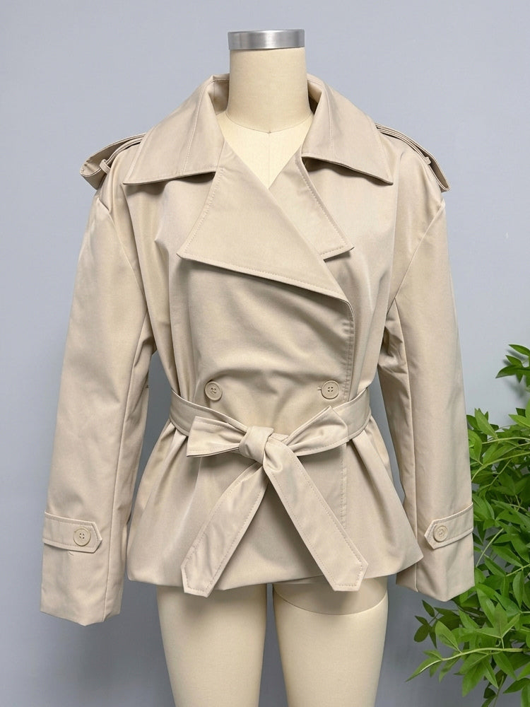 Cropped Trench Coat Women's Short Jacket - Chic Belted Slim Fit Windbreaker - Spring Office-to-dinner Daily Outerwear 2026