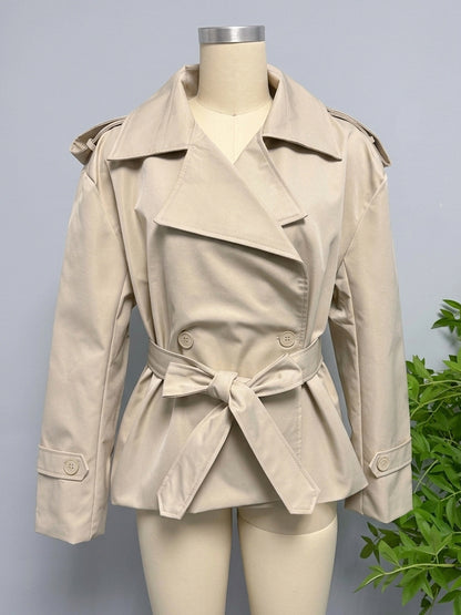 Cropped Trench Coat Women's Short Jacket - Chic Belted Slim Fit Windbreaker - Spring Office-to-dinner Daily Outerwear 2026