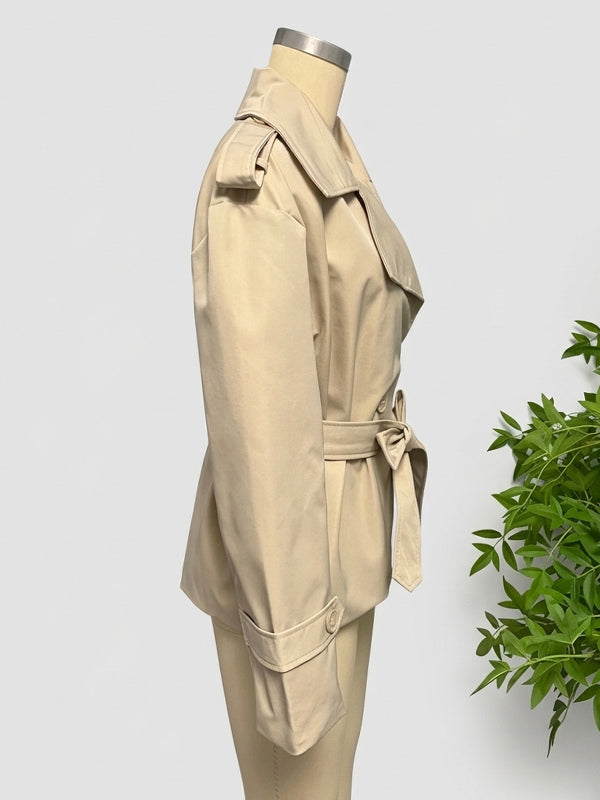 Cropped Trench Coat Women's Short Jacket - Chic Belted Slim Fit Windbreaker - Spring Office-to-dinner Daily Outerwear 2026