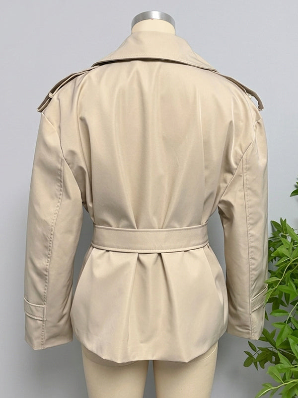 Cropped Trench Coat Women's Short Jacket - Chic Belted Slim Fit Windbreaker - Spring Office-to-dinner Daily Outerwear 2026