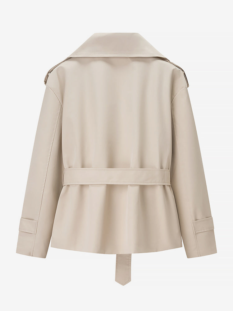 Cropped Trench Coat Women's Short Jacket - Chic Belted Slim Fit Windbreaker - Spring Office-to-dinner Daily Outerwear 2026