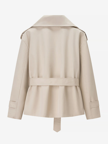 Cropped Trench Coat Women's Short Jacket - Chic Belted Slim Fit Windbreaker - Spring Office-to-dinner Daily Outerwear 2026