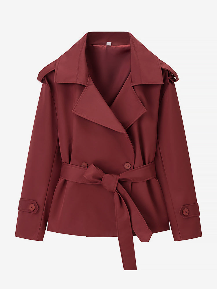 Cropped Trench Coat Women's Short Jacket - Chic Belted Slim Fit Windbreaker - Spring Office-to-dinner Daily Outerwear 2026