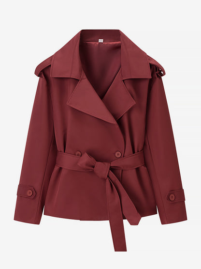 Cropped Trench Coat Women's Short Jacket - Chic Belted Slim Fit Windbreaker - Spring Office-to-dinner Daily Outerwear 2026