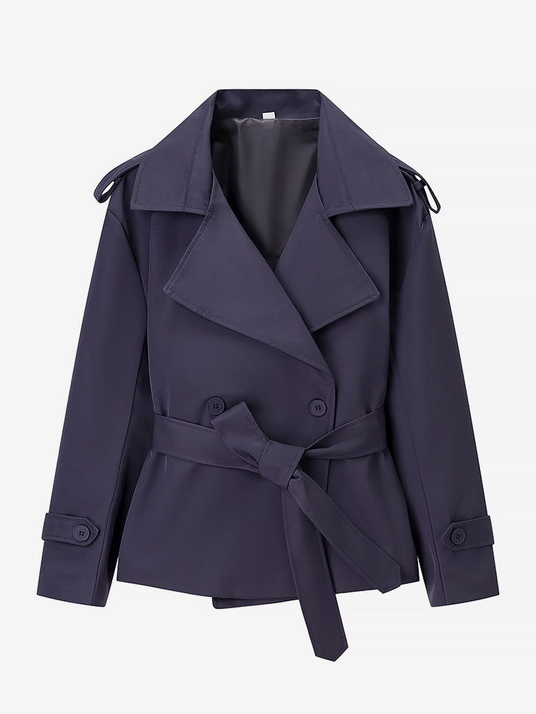 Cropped Trench Coat Women's Short Jacket - Chic Belted Slim Fit Windbreaker - Spring Office-to-dinner Daily Outerwear 2026