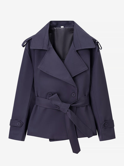 Cropped Trench Coat Women's Short Jacket - Chic Belted Slim Fit Windbreaker - Spring Office-to-dinner Daily Outerwear 2026