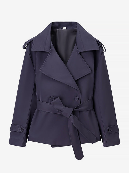 Cropped Trench Coat Women's Short Jacket - Chic Belted Slim Fit Windbreaker - Spring Office-to-dinner Daily Outerwear 2026