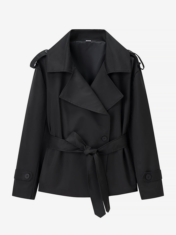 Cropped Trench Coat Women's Short Jacket - Chic Belted Slim Fit Windbreaker - Spring Office-to-dinner Daily Outerwear 2026