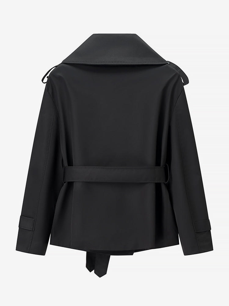 Cropped Trench Coat Women's Short Jacket - Chic Belted Slim Fit Windbreaker - Spring Office-to-dinner Daily Outerwear 2026
