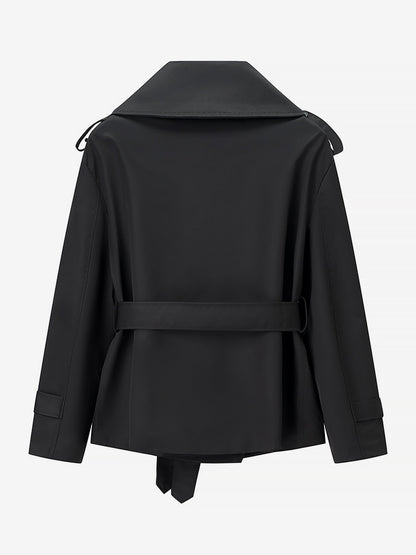 Cropped Trench Coat Women's Short Jacket - Chic Belted Slim Fit Windbreaker - Spring Office-to-dinner Daily Outerwear 2026