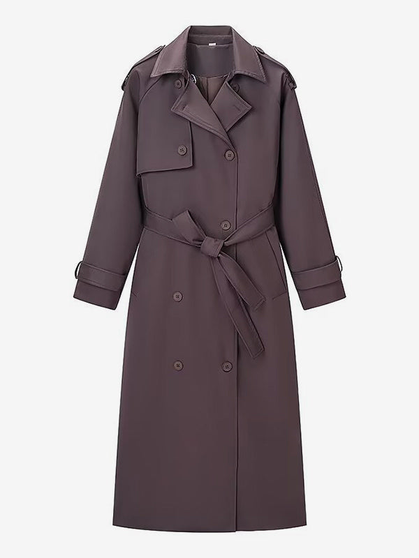 Oversized Trench Coat For Women - Chocolate Brown Chic Double Breasted Maxi Windbreaker - Spring Evening Out 2026