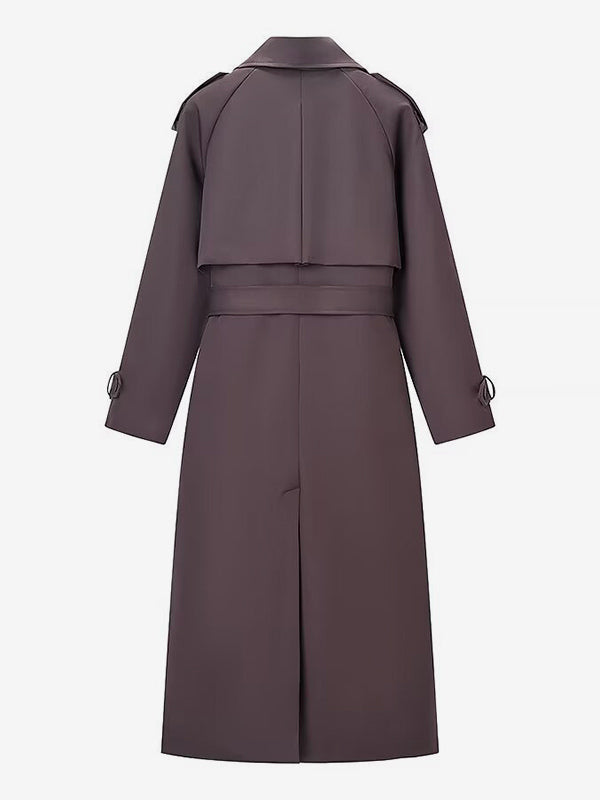 Oversized Trench Coat For Women - Chocolate Brown Chic Double Breasted Maxi Windbreaker - Spring Evening Out 2026