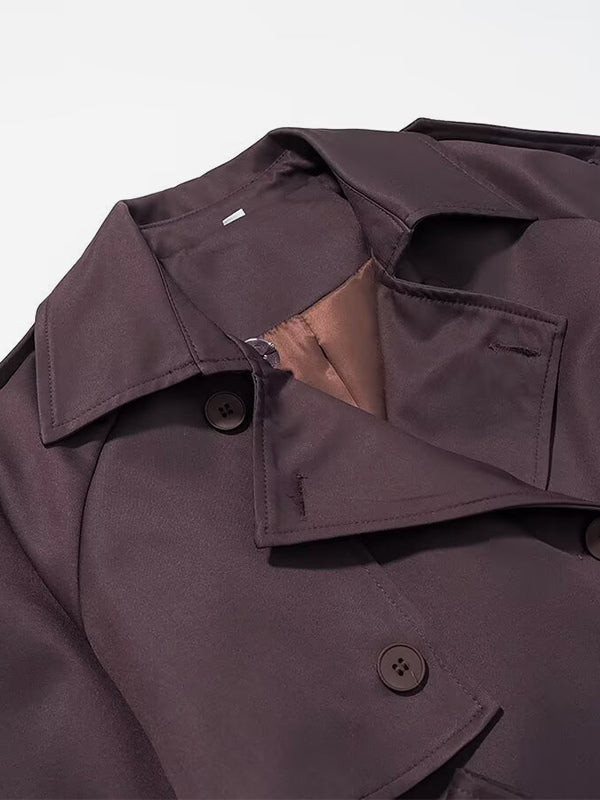 Oversized Trench Coat For Women - Chocolate Brown Chic Double Breasted Maxi Windbreaker - Spring Evening Out 2026