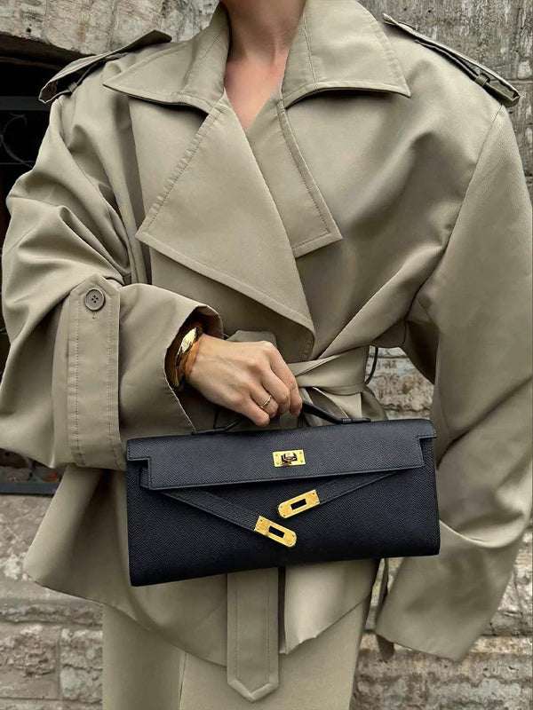 Short Trench Coat For Women - Khaki Chic Tie Waist Double Breasted Cropped Windbreaker - Spring Office Casual Outerwear 2026