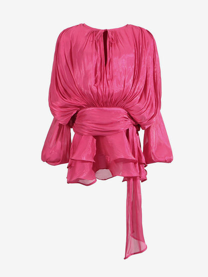 Lantern Sleeve Mini Dress For Women - Pleated Tie Waist Fit Flare - Spring Party Cocktail Outfit 2026