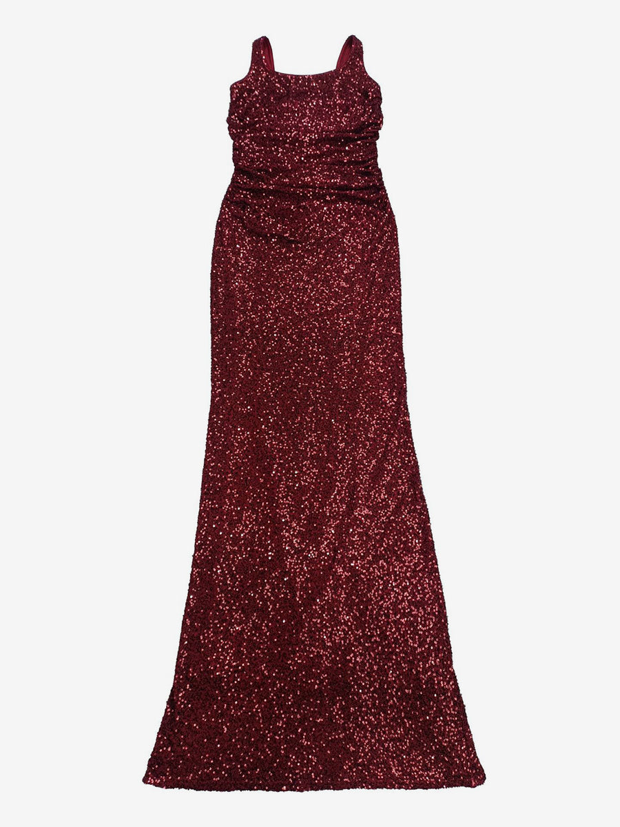 Sparkly Sequin Maxi Formal Dress For Women - Square Neck Slim Fit Back Lace-up Bodycon Mermaid Gown - Summer Gala Prom 2026