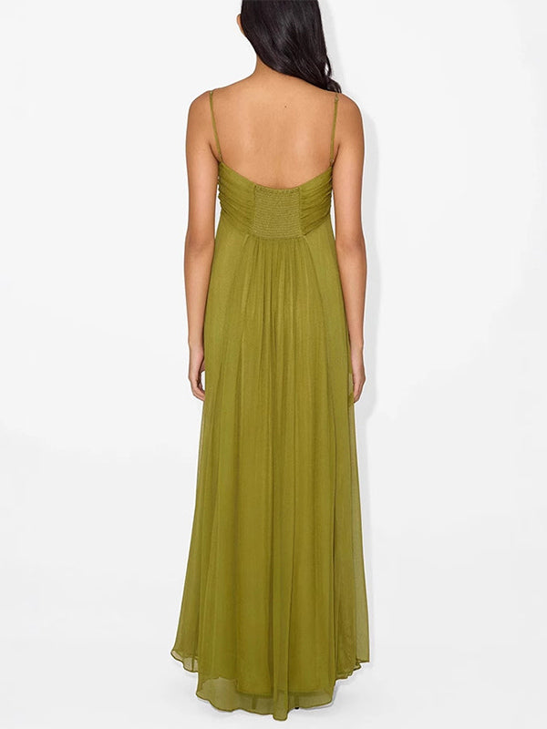 Sexy Cutout Maxi Dress For Women - Ruched Bust Spaghetti Strap Boho Flowy Sundress - Summer Beach Vacation 2026