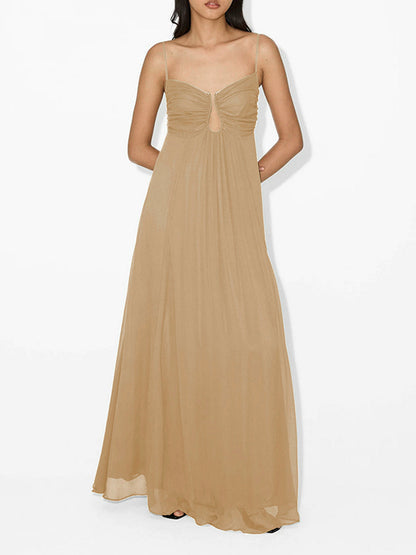 Sexy Cutout Maxi Dress For Women - Ruched Bust Spaghetti Strap Boho Flowy Sundress - Summer Beach Vacation 2026