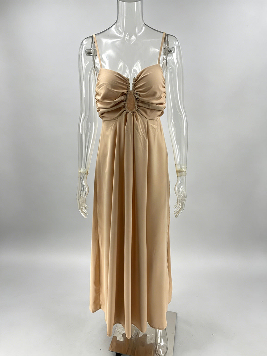 Sexy Cutout Maxi Dress For Women - Ruched Bust Spaghetti Strap Boho Flowy Sundress - Summer Beach Vacation 2026