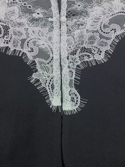 Sexy Corset Lace Blazer For Women - Black White Contrast Bustier Slim Suit Jacket - Spring Night Out Party 2026