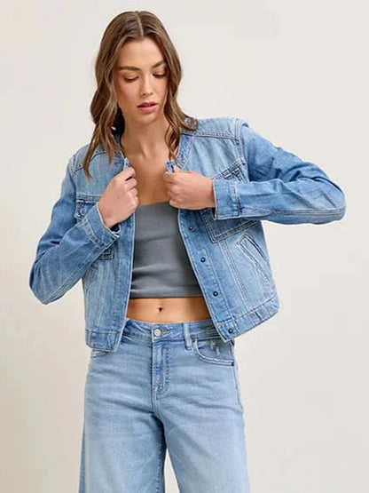 Vintage Washed Denim Jacket For Women - Blue Retro Single Breasted Loose Jean Trucker Coat - Spring Casual Streetwear 2026
