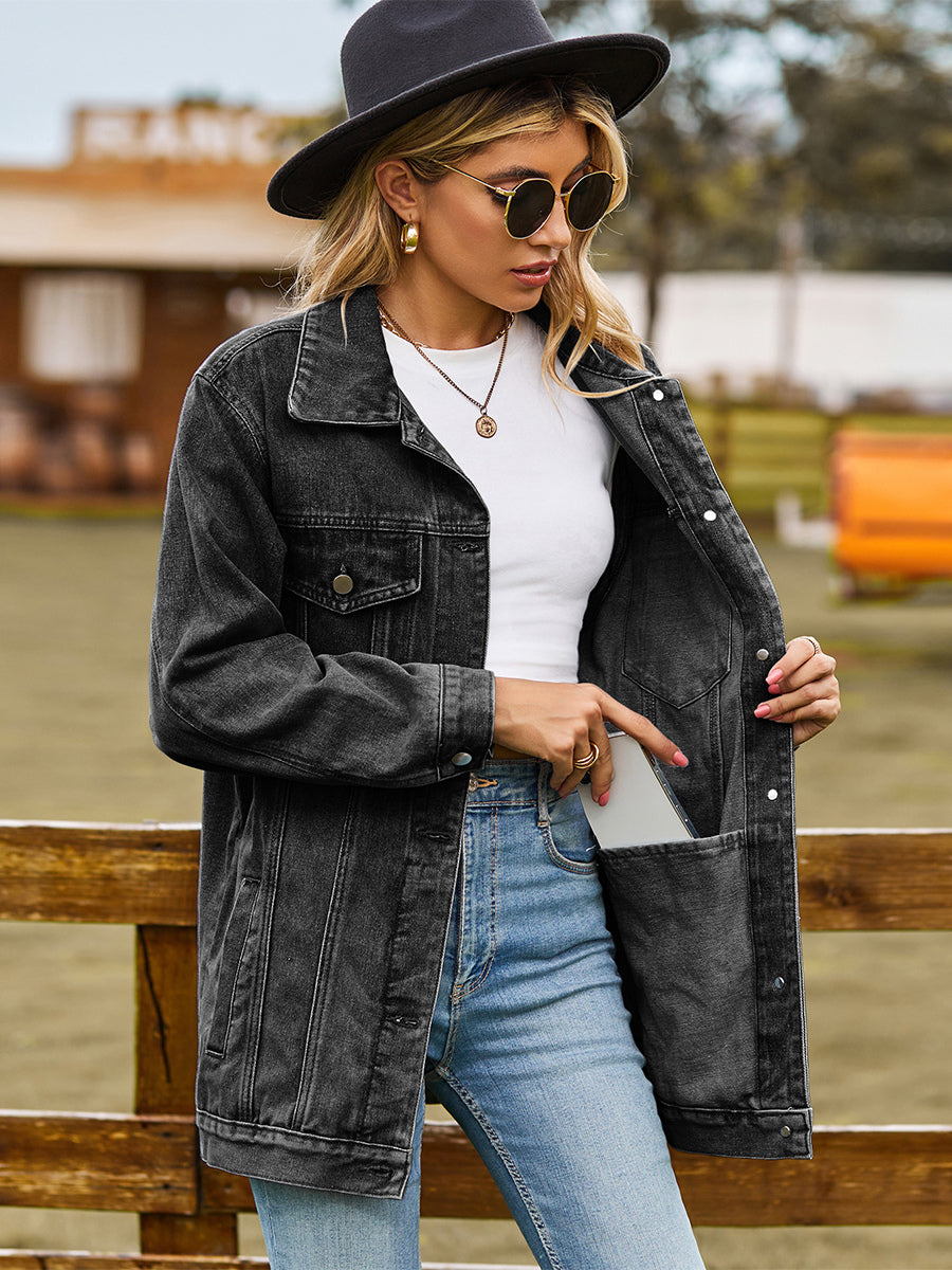 Oversized Denim Jacket For Women - Long Boyfriend Fit Distressed Jean Trucker Coat - Spring Chic Streetwear 2026