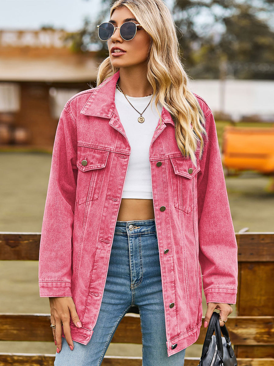 Oversized Denim Jacket For Women - Long Boyfriend Fit Distressed Jean Trucker Coat - Spring Chic Streetwear 2026