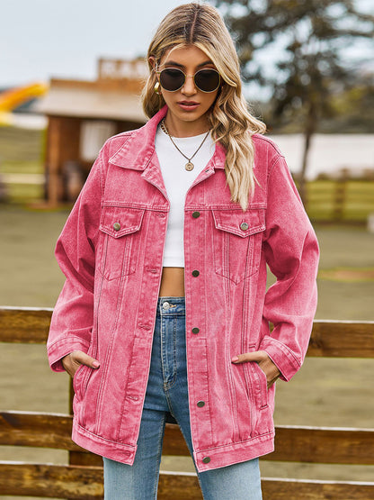 Oversized Denim Jacket For Women - Long Boyfriend Fit Distressed Jean Trucker Coat - Spring Chic Streetwear 2026