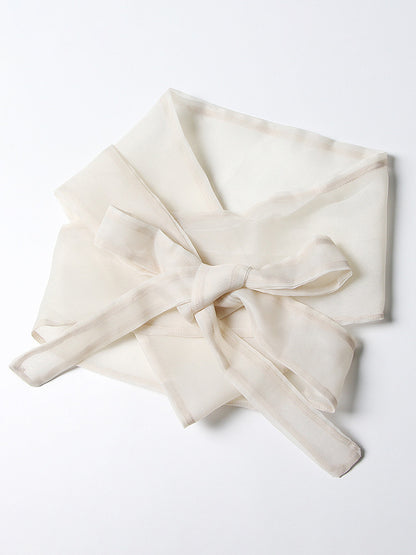 Embroidered Organza Blouses Puff Sleeve Tops For Women - Apricot Boho Tie Waist Sheer Wrap Shirt - Summer Garden Party 2026