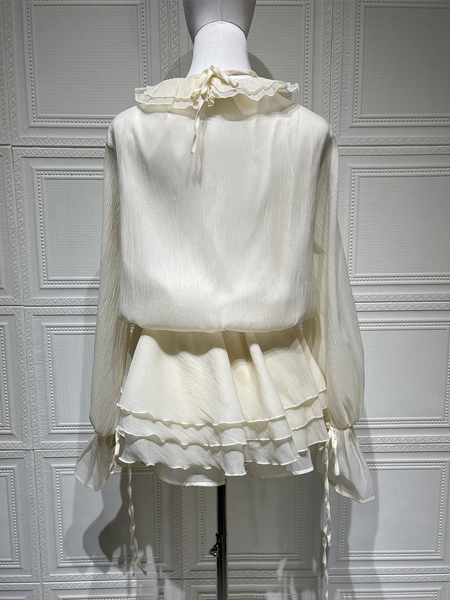 Ruffle Layered Mini Dress For Women - Boho Lantern Sleeve Flower V Neck Skater Dress With Shorts - Spring Party 2026