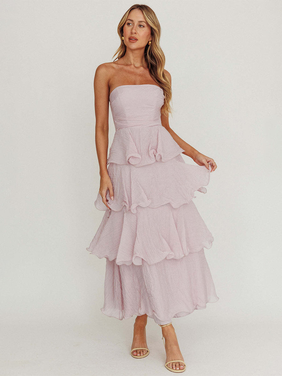 Tiered Ruffle Maxi Dress For Women - Sleeveless Layered A-Line Tube Sun Dress - Summer Wedding Guest 2026