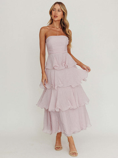 Tiered Ruffle Maxi Dress For Women - Sleeveless Layered A-Line Tube Sun Dress - Summer Wedding Guest 2026