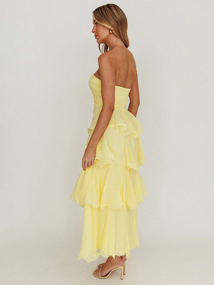 Tiered Ruffle Maxi Dress For Women - Sleeveless Layered A-Line Tube Sun Dress - Summer Wedding Guest 2026