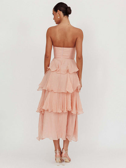 Tiered Ruffle Maxi Dress For Women - Sleeveless Layered A-Line Tube Sun Dress - Summer Wedding Guest 2026