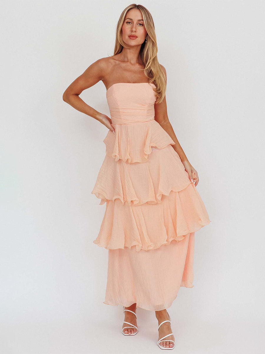 Tiered Ruffle Maxi Dress For Women - Sleeveless Layered A-Line Tube Sun Dress - Summer Wedding Guest 2026