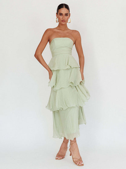 Tiered Ruffle Maxi Dress For Women - Sleeveless Layered A-Line Tube Sun Dress - Summer Wedding Guest 2026