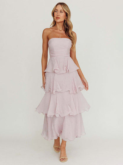 Tiered Ruffle Maxi Dress For Women - Sleeveless Layered A-Line Tube Sun Dress - Summer Wedding Guest 2026