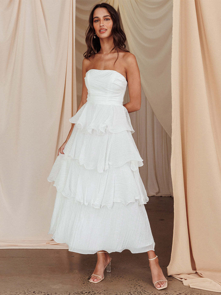 Tiered Ruffle Maxi Dress For Women - Sleeveless Layered A-Line Tube Sun Dress - Summer Wedding Guest 2026